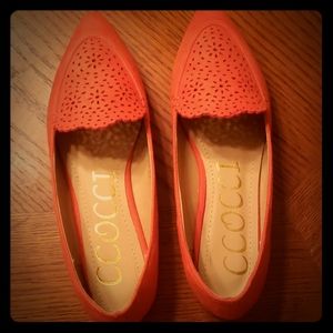 Orange/Coral Pointed Flats